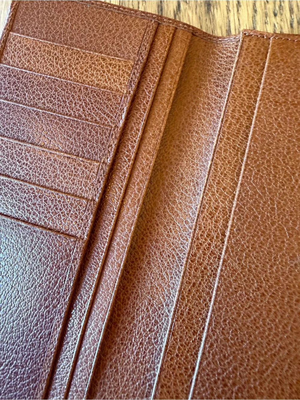 Salvatore Ferragamo Chestnut Brown Leather Long Wallet with Gold Corner